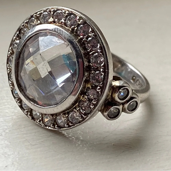 CZ Sterling Silver Antique Georgian Style Ring sz 6 - Picture 5 of 11